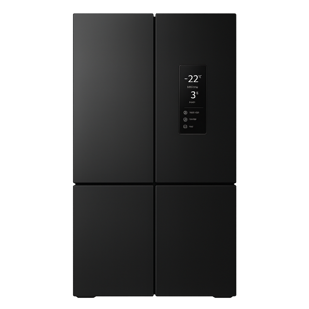 A black double door, smart fridge